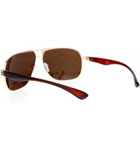 Square Mens Navigator Sunglasses Classic Square Metal Frame Fashion Shades - Gold - CY188ZXQQC6 $11.32