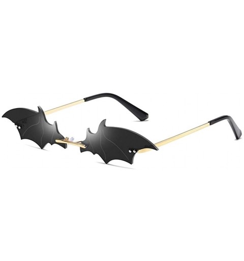 Rimless Bat Sunglasses for Women Rimless Wing Sun Glasses Shades UV400 - C1 Gold Black - CF1902RNN5O $13.17