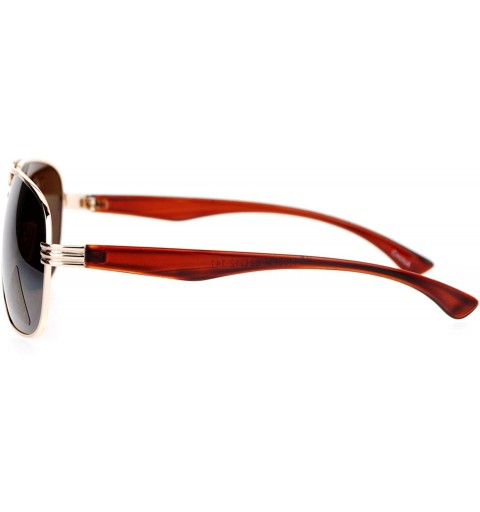 Square Mens Navigator Sunglasses Classic Square Metal Frame Fashion Shades - Gold - CY188ZXQQC6 $11.32
