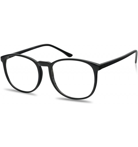 Oversized Large 55mm Nerdy Thin Plastic Non Prescription Clear Lens Fashion Eye Glasses Single & 2 Pack - Black - C312NZ60QUZ...
