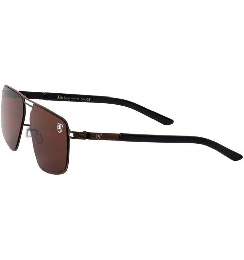 Aviator Aero Bridgeless Double Top Bar Flat Thin Frame Geometric Sunglasses - Brown Bronze - CC199LXR0LH $20.65