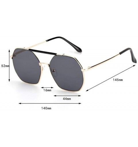 Aviator 2019 new sunglasses- double beam polygonal metal frame glasses- ladies sunglasses - A - CZ18SHH74E4 $30.58