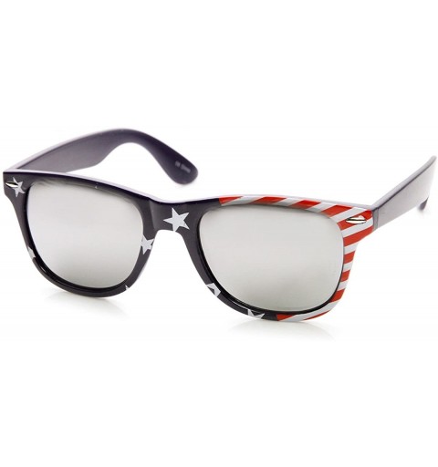 Wayfarer American Flag USA Stars and Stripes MIRRORED Horn Rimmed Sunglasses - Stars-side Mirror - C711O5F0QGL $7.89