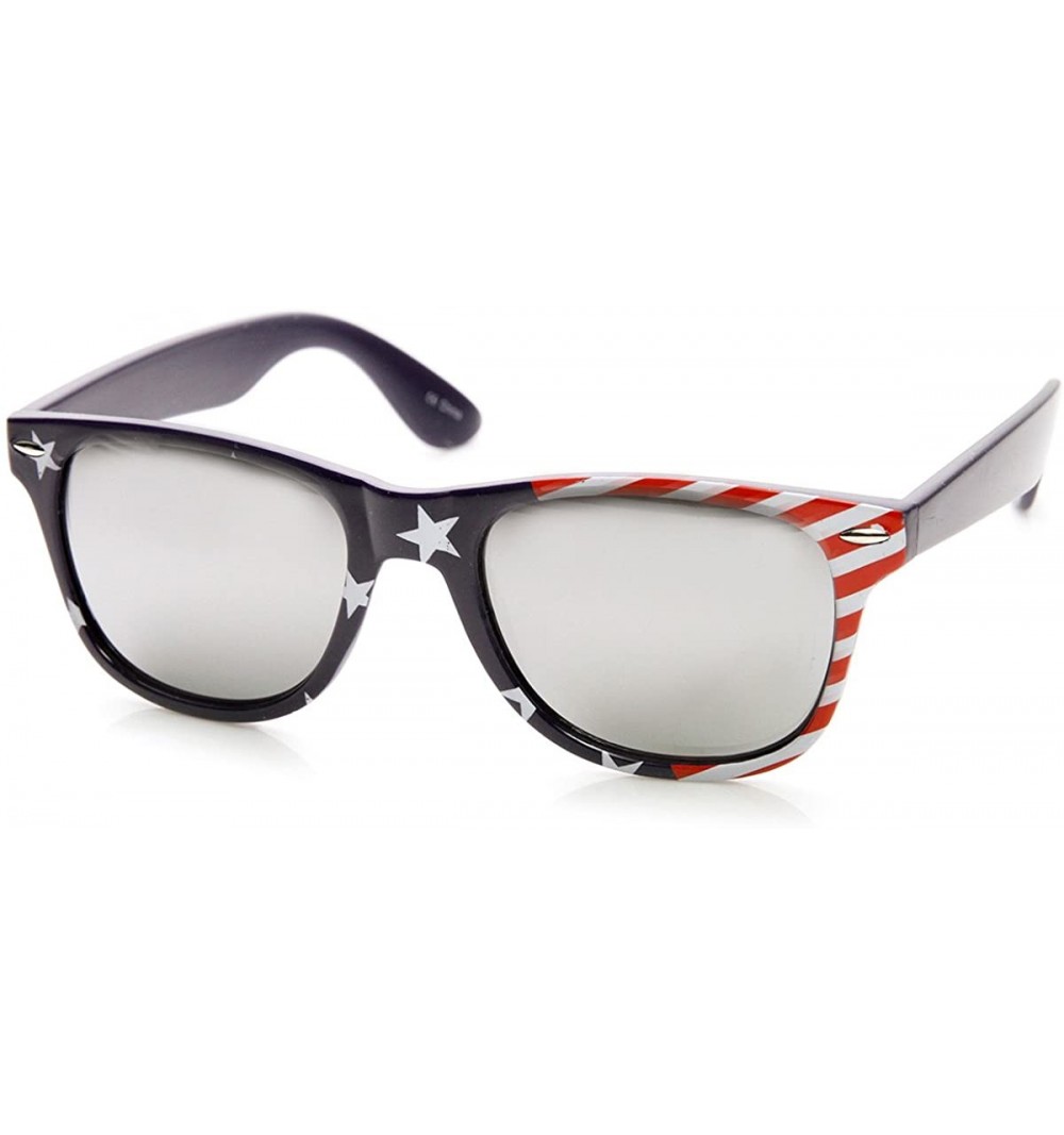 Wayfarer American Flag USA Stars and Stripes MIRRORED Horn Rimmed Sunglasses - Stars-side Mirror - C711O5F0QGL $19.00