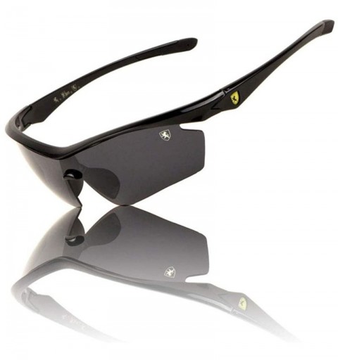 Shield Lightweight Thin Temple Rimless Geometric Curved One Piece Shield Lens Sports Sunglasses - Black Yellow - CR199ILDLWO ...