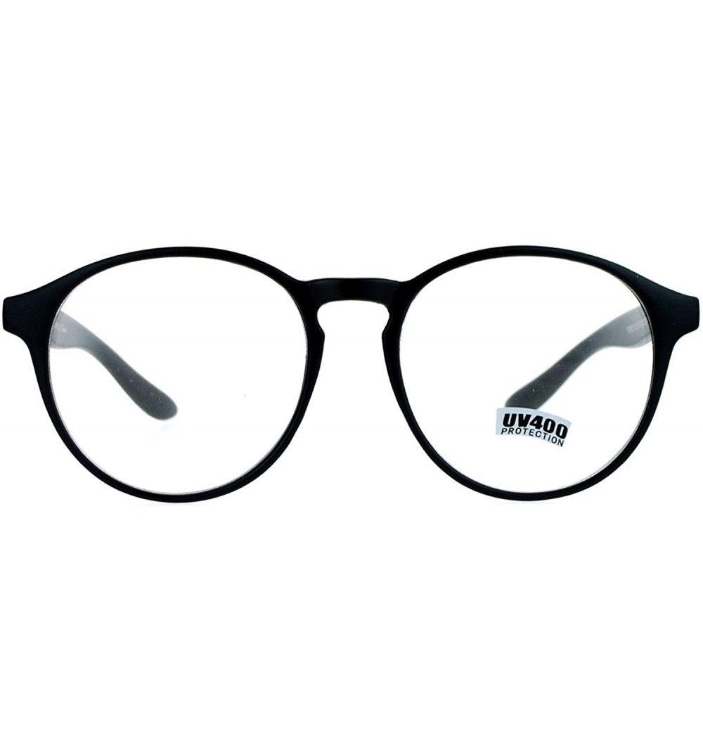 Round Geeky Nerd Oversize Round Thin Plastic Keyhole Eye Glasses - Matte Black - C6129SXCKKT $12.36