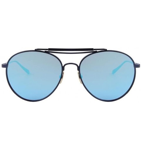 Rimless Women UV400 Mirror Glass Double Bridge Classic Retro Shades Unisex Sunglasses - Blue - CC17Z46KX8T $11.45