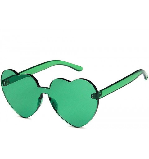 Rimless Women Beach Eyewear Cute Heartshape Frameless Sunglasses with Case UV400 - Tansparent Green - CV18WM9EQRA $21.80