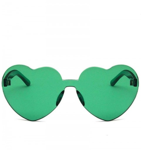 Rimless Women Beach Eyewear Cute Heartshape Frameless Sunglasses with Case UV400 - Tansparent Green - CV18WM9EQRA $21.80