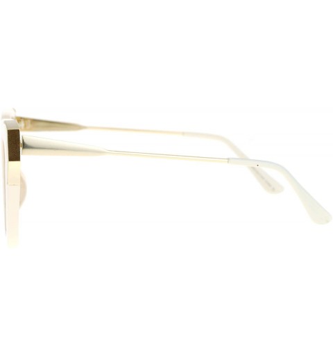 Cat Eye Thick Horn Rim Flat Lens Cat Eye Womens Retro Sunglasses - Ivory Gold - CP12NREN6KY $15.45