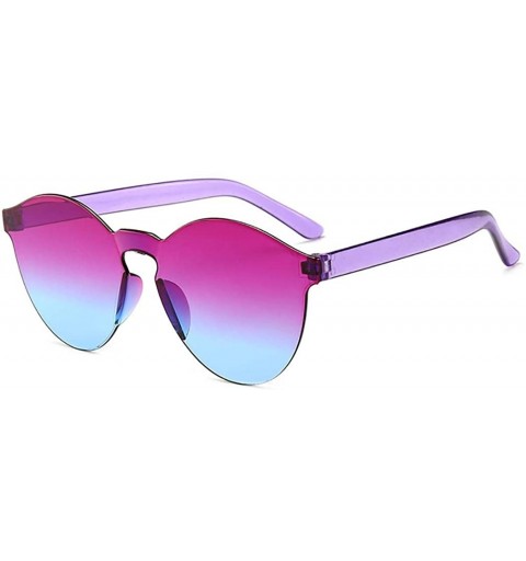 Round Unisex Fashion Candy Colors Round Outdoor Sunglasses Sunglasses - Purple Blue - CS199S9S62K $16.62