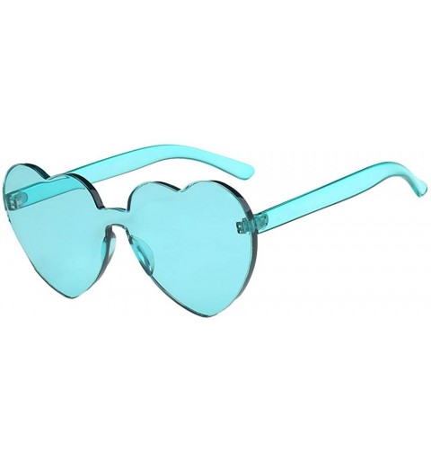 Semi-rimless Ladies Heart-Shaped Sunglasses UV Protection Girls Candy Color Glasses Womens Travel Eyewear - F - C018Q37D2E9 $...