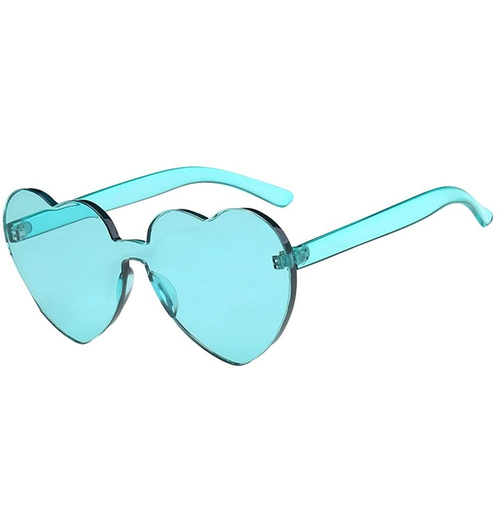 Semi-rimless Ladies Heart-Shaped Sunglasses UV Protection Girls Candy Color Glasses Womens Travel Eyewear - F - C018Q37D2E9 $...