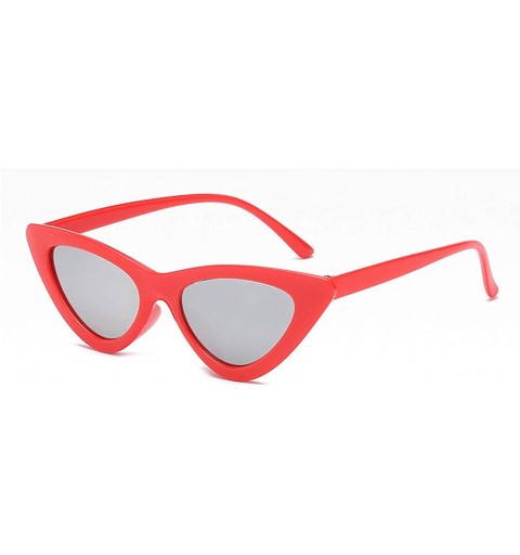 Cat Eye Polarized Sunglasses for Women Cat Eye Retro Style UV Protection - Red Silver - CE18TUWAYEL $16.10