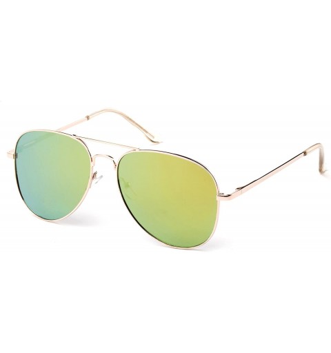 Aviator Vintage Pilot Classic Aviator Design Flash Mirrored Lenses with UV Protection - Gold/Yellow - C717YUEGK0U $12.25