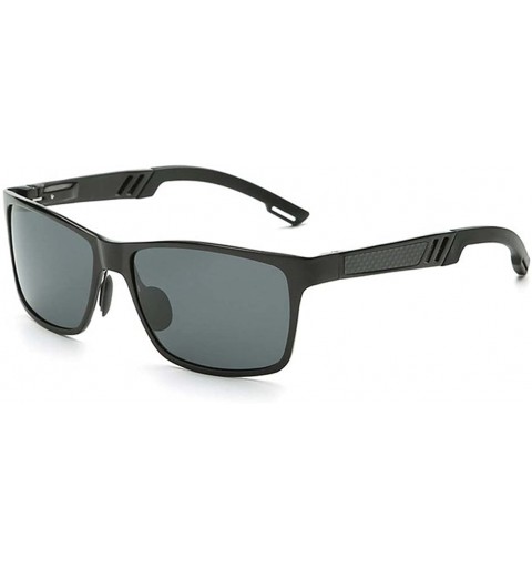 Rectangular Polarized Sunglasses Aviation aluminum magnesium metal driving glasses - Black Color - CR1887O875O $26.62