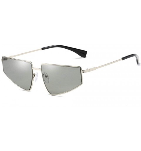 Square Hot New Brand Designer Unisex Square Flat Top Hip Hop Punk Sunglasses Retro Metal Frame UV400 - Silver - CL18M9U70S6 $...