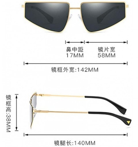 Square Hot New Brand Designer Unisex Square Flat Top Hip Hop Punk Sunglasses Retro Metal Frame UV400 - Silver - CL18M9U70S6 $...