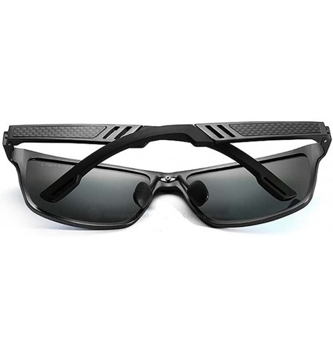 Rectangular Polarized Sunglasses Aviation aluminum magnesium metal driving glasses - Black Color - CR1887O875O $26.62