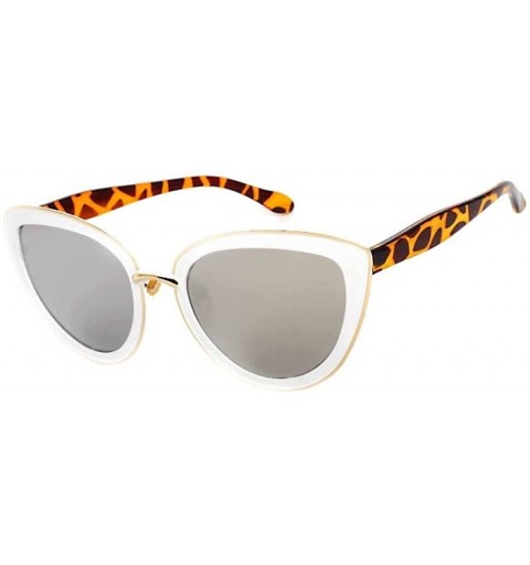 Aviator Sunglasses Protection Lightweight Polarized Designer - White Mirrored - CS18KQ097KD $33.77