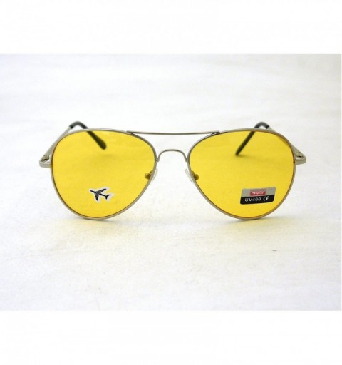 Aviator Retro Classic Multi Color Colorful Premium Silver Metal Aviator Glasses with Tint Yellow Lens Sunglasses - CG11EVOMRN...