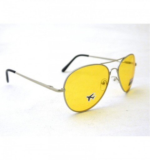 Aviator Retro Classic Multi Color Colorful Premium Silver Metal Aviator Glasses with Tint Yellow Lens Sunglasses - CG11EVOMRN...
