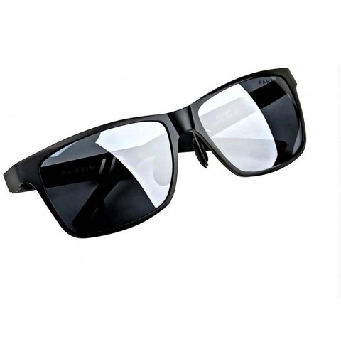 Rectangular Polarized Sunglasses Aviation aluminum magnesium metal driving glasses - Black Color - CR1887O875O $26.62
