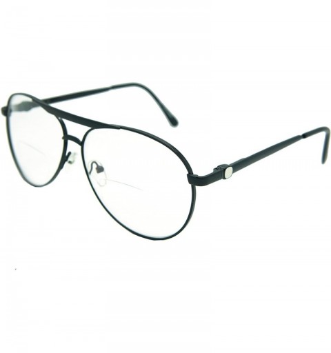 Aviator Vintage Classic Aviator Metal Reading Glasses - Black / Clear Bi-focus Reading Glasses Rj8027cbf - C412H48YVBV $36.60