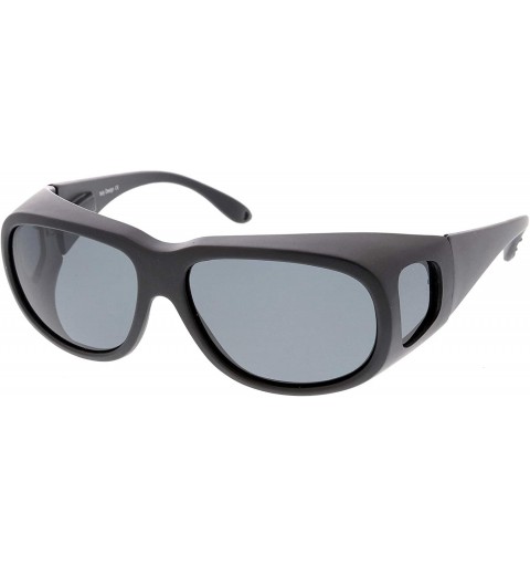 Sport Large Polarized Side Lens Full Protection Square Fit Over Sunglasses - Matte-black - CZ11V1ZNAS3 $29.16