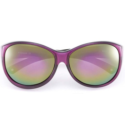 Cat Eye Polarized Oversized Sunglasses Wear over Prescription with Purple Frame for Women&Men - Purple - CO18I5N2GDH $17.00