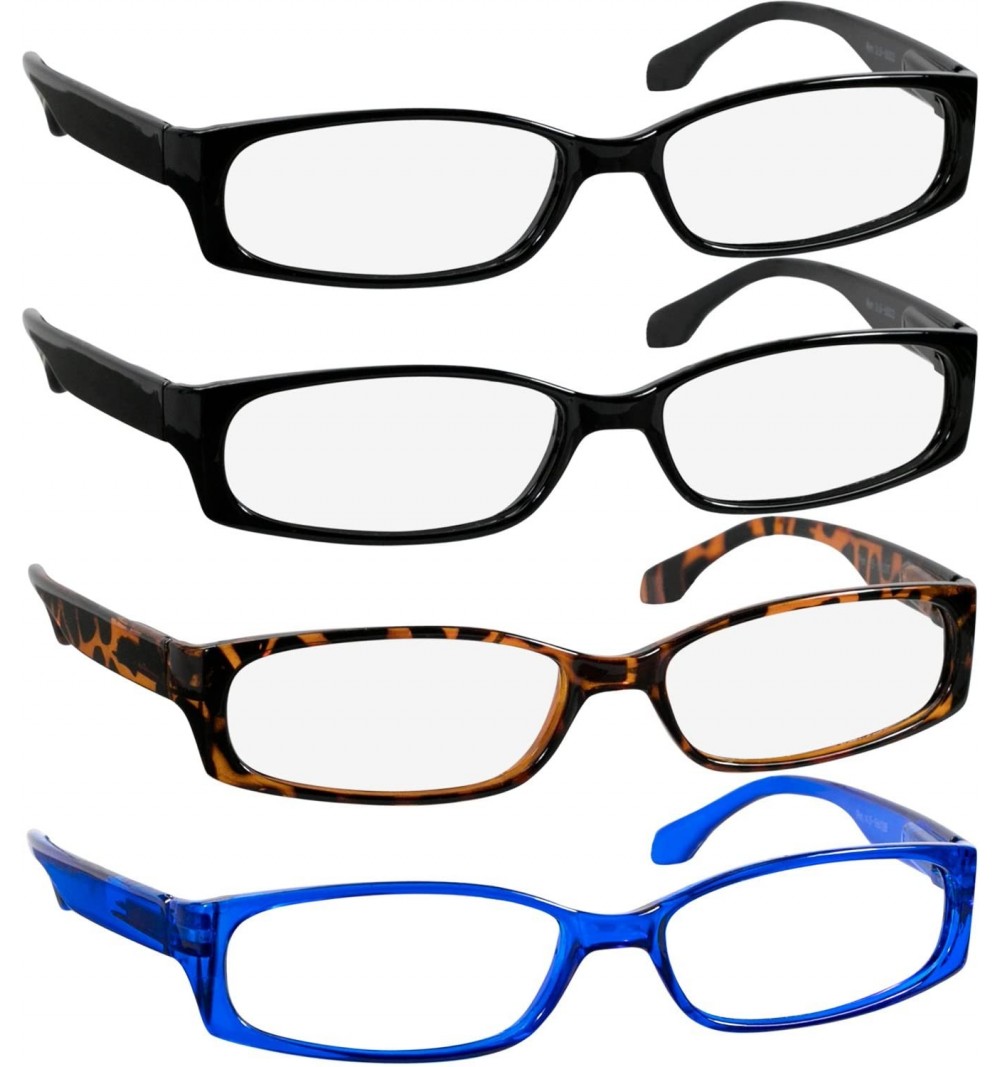 Rectangular Reading Glasses Men Women Dura Tight - 2 Black Tortoise Blue - C51880I0SDS $14.98