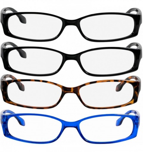 Rectangular Reading Glasses Men Women Dura Tight - 2 Black Tortoise Blue - C51880I0SDS $14.98