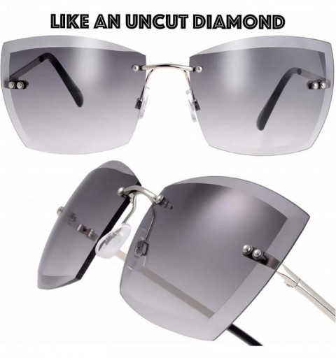 Rimless Sunglasses For Women Oversized Rimless Diamond Cutting Lens Sun Glasses - Exquisite Packaging - 965708-silver - C518A...