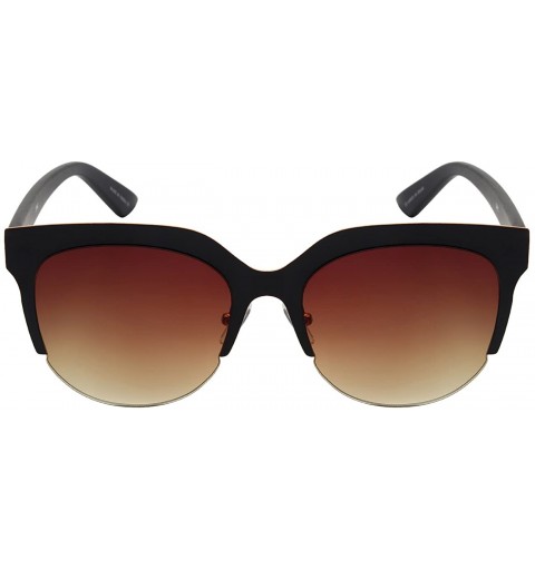 Rimless One Piece Metal Horned Rim Sunnies with Flat Lens 23062-FLREV - Brown - CY12N148YLG $7.56