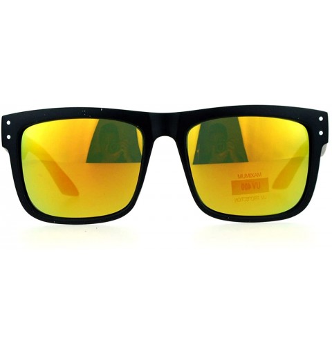 Rectangular Square Rectangular Sunglasses Unisex Matted Frame Digital Pixel Print - Black Orange - CY12FHH5XF9 $10.67