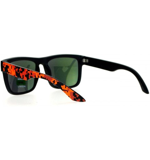 Rectangular Square Rectangular Sunglasses Unisex Matted Frame Digital Pixel Print - Black Orange - CY12FHH5XF9 $10.67