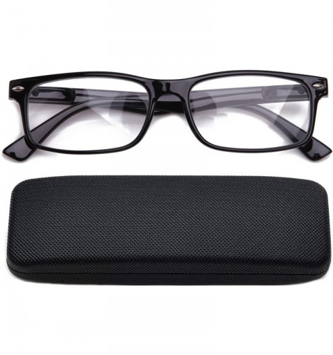 Wayfarer Unisex Translucent Simple Design No Logo Clear Lens Glasses Squared Fashion Frames - Black Glasses With Hard Case - ...