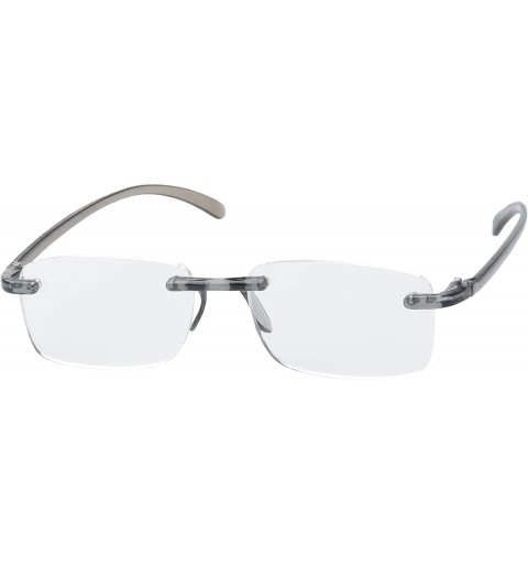 Rimless 'Ashton' Rectangle Reading Glasses - Gray-1.00 - CQ11P2VCWBT $20.21
