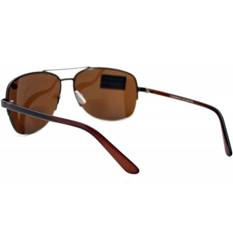 Aviator Bifocal Magnification Lens Sunglasses Mens Half Rim Aviator Tinted Reader - Brown - CG188406YU7 $8.26