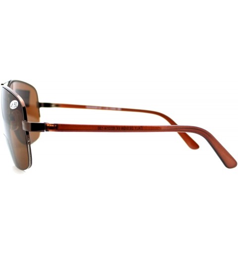 Aviator Bifocal Magnification Lens Sunglasses Mens Half Rim Aviator Tinted Reader - Brown - CG188406YU7 $8.26