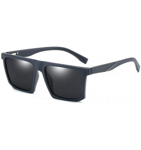 Sport Square Men's Polarized Sunglasses Sunglasses-Sand blue frame black ash - CJ197ZEGEX3 $34.34