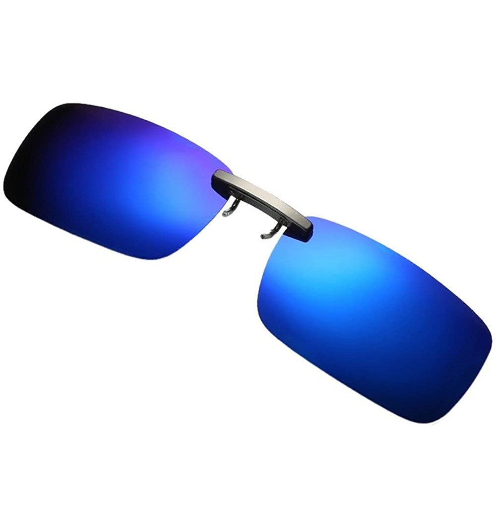 Wrap Detachable Lens Driving Metal Polarized Clip On Glasses Sunglasses - Blue - CB196X6MN8Y $11.18