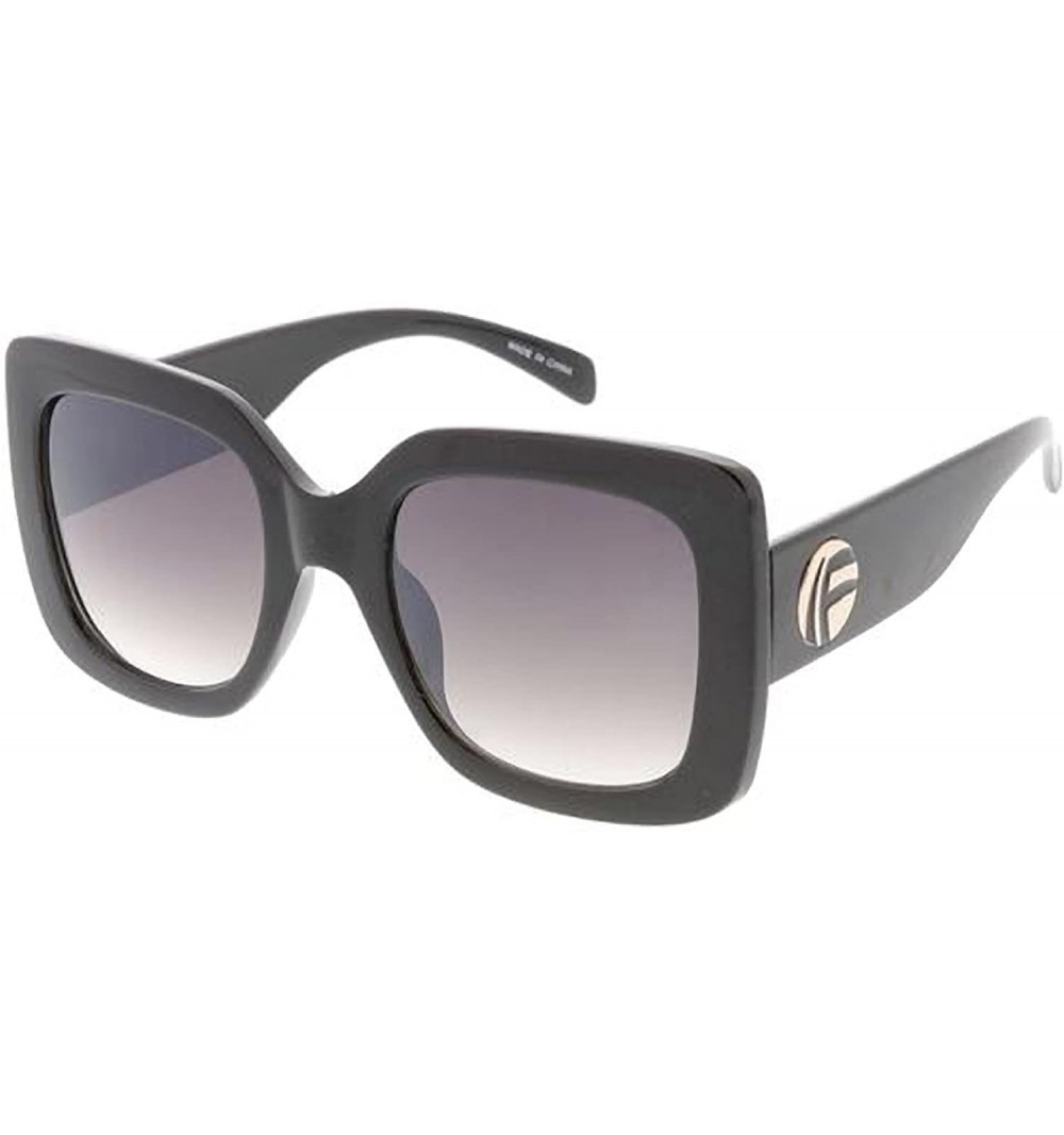 Square Heritage Modern "F'd Up 2.0" Simple Square Frame Sunglasses - Black - CZ18GYEZKDR $8.76
