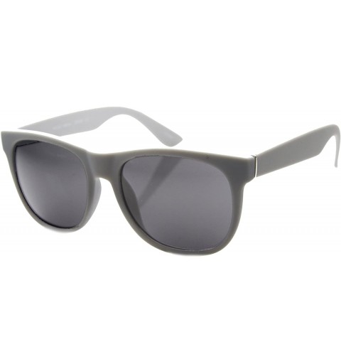 Wayfarer Designer Inspired Basic Shape Super Horn Rimmed Sunglasses (Rubber Smoke) - CQ11V7IKG4B $10.44