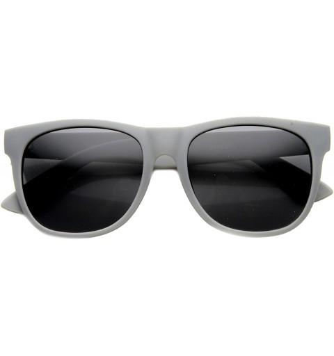 Wayfarer Designer Inspired Basic Shape Super Horn Rimmed Sunglasses (Rubber Smoke) - CQ11V7IKG4B $10.44