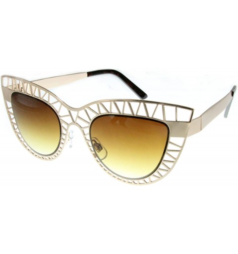 Shield Women's"Mouse Trap" Cateye 48mm Sunglasses w/Metal Mesh Cutout - Gold - C512EXLQ9IZ $12.29