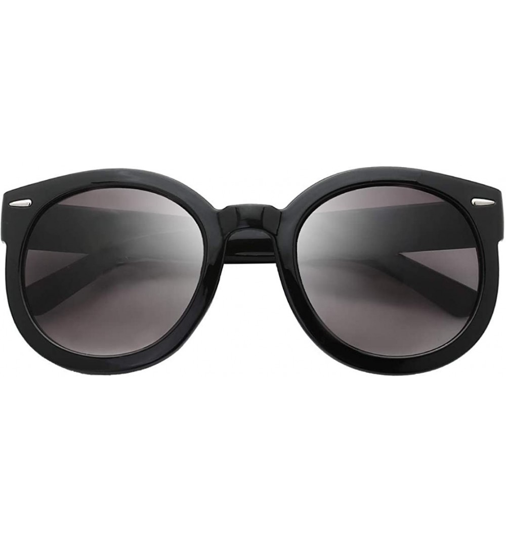 Sport Women's Designer Inspired Oversized Round Circle Sunglasses Retro Fashion Style - 1-black - CK18OTES0NE $21.11