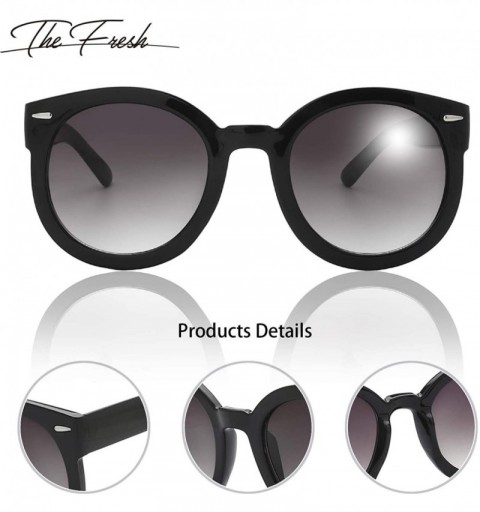 Sport Women's Designer Inspired Oversized Round Circle Sunglasses Retro Fashion Style - 1-black - CK18OTES0NE $11.70