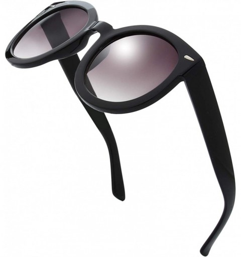 Sport Women's Designer Inspired Oversized Round Circle Sunglasses Retro Fashion Style - 1-black - CK18OTES0NE $11.70