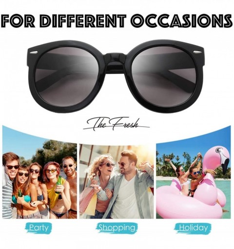 Sport Women's Designer Inspired Oversized Round Circle Sunglasses Retro Fashion Style - 1-black - CK18OTES0NE $11.70